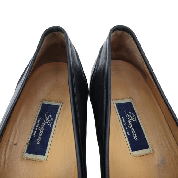Vintage Bragano Cole Haan Italy Men 11.5 Black Leather Dress Shoes Penny Loafers - Picture 6 of 11